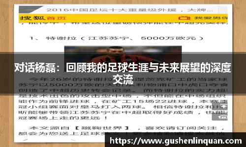 对话杨磊：回顾我的足球生涯与未来展望的深度交流